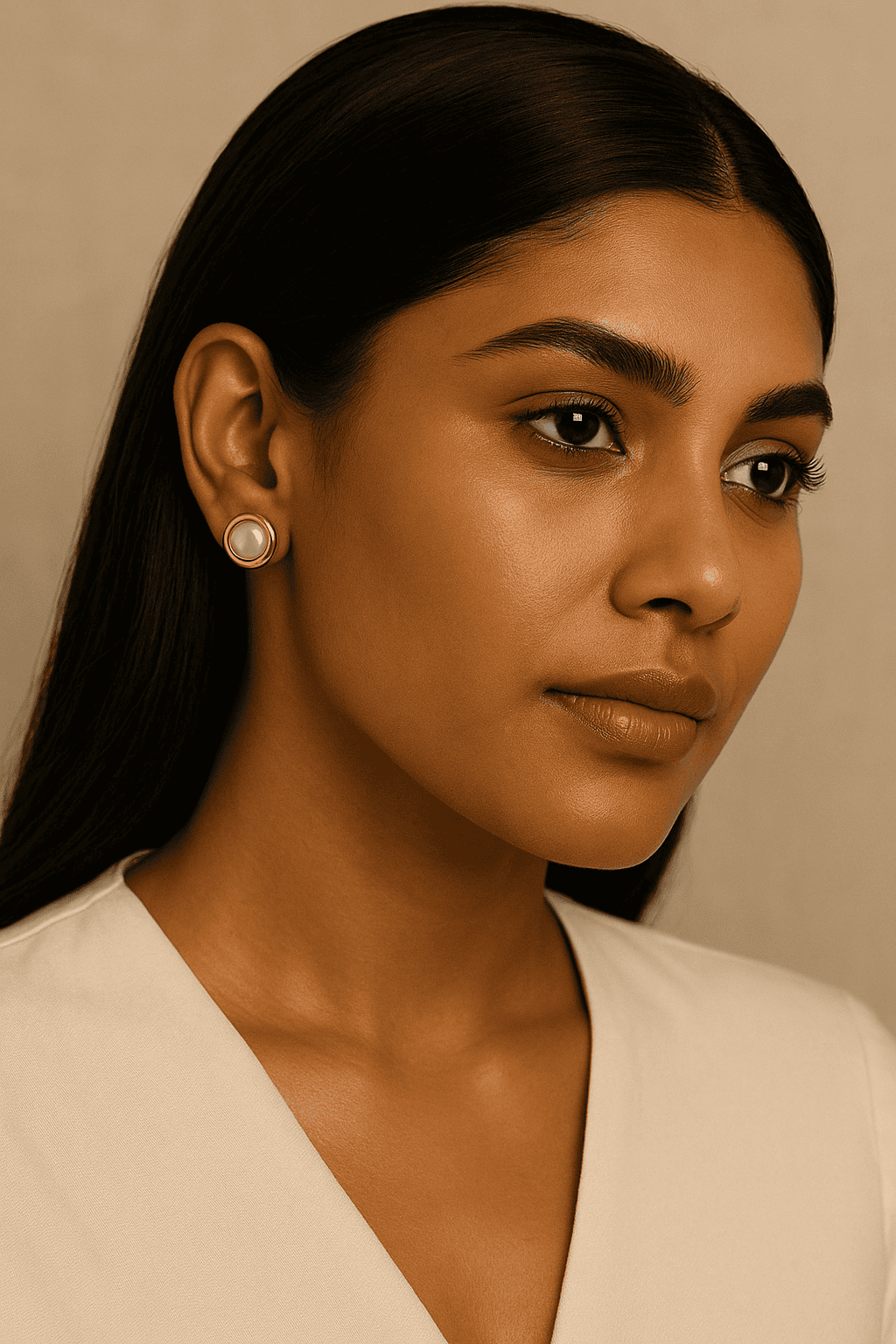 Mother of Pearl Classic Round 925 Silver Gold Plated Earrings