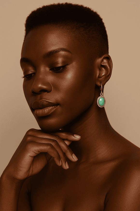 Bold Sterling Silver Green Stone Dangle Earrings