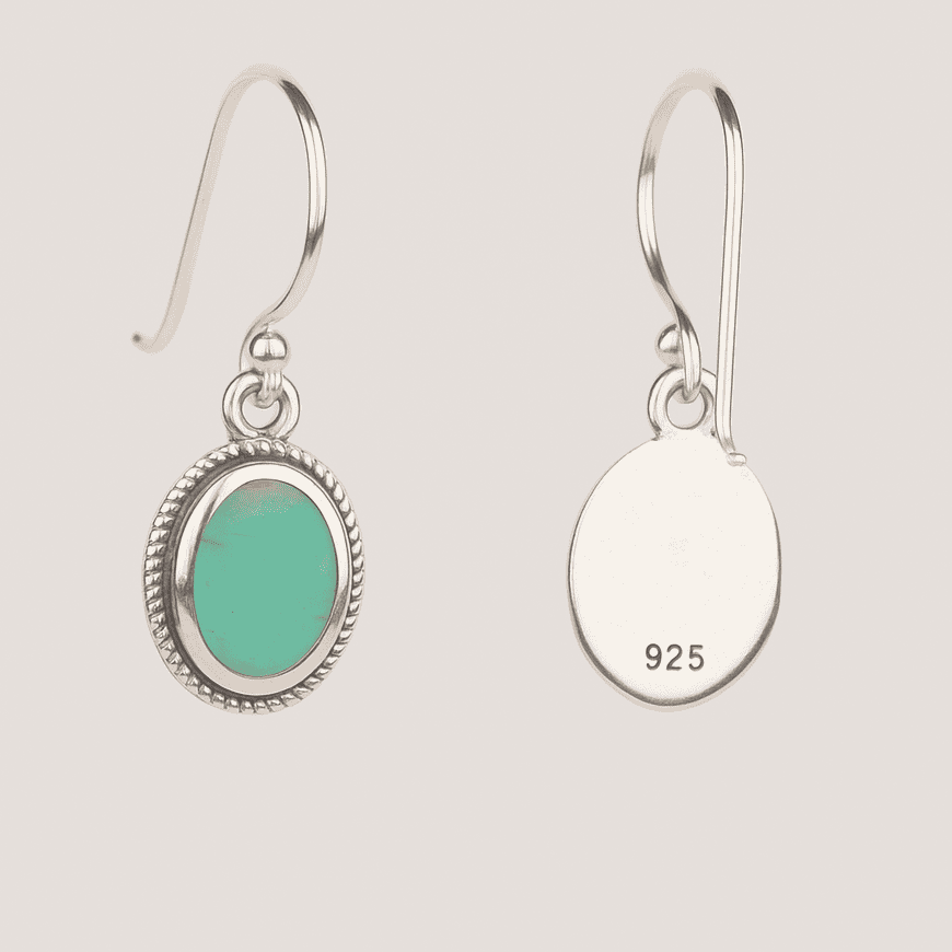 Bold Sterling Silver Green Stone Dangle Earrings