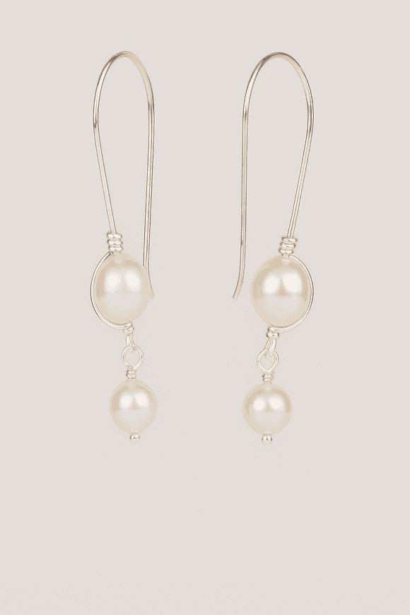 Duo Freshwater Pearl 925 Silver Drop Earrings