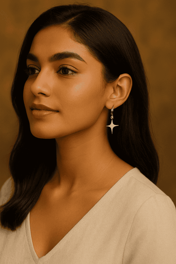 Asymmetric Star Sterling Silver Dangle Earrings