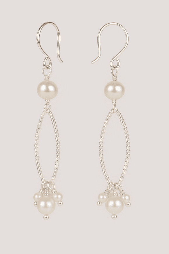 Multiple Freshwater Pearls Chandelier Silver Earrings