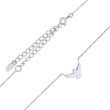 Silver Chain Necklace With Bird Charm