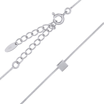 Teeny Tiny Sterling Silver Cube Pendant Chain Necklace