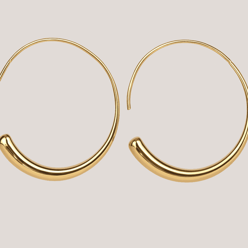Classic Sterling Silver Curved Upwards Drop Gold Plated Earrings