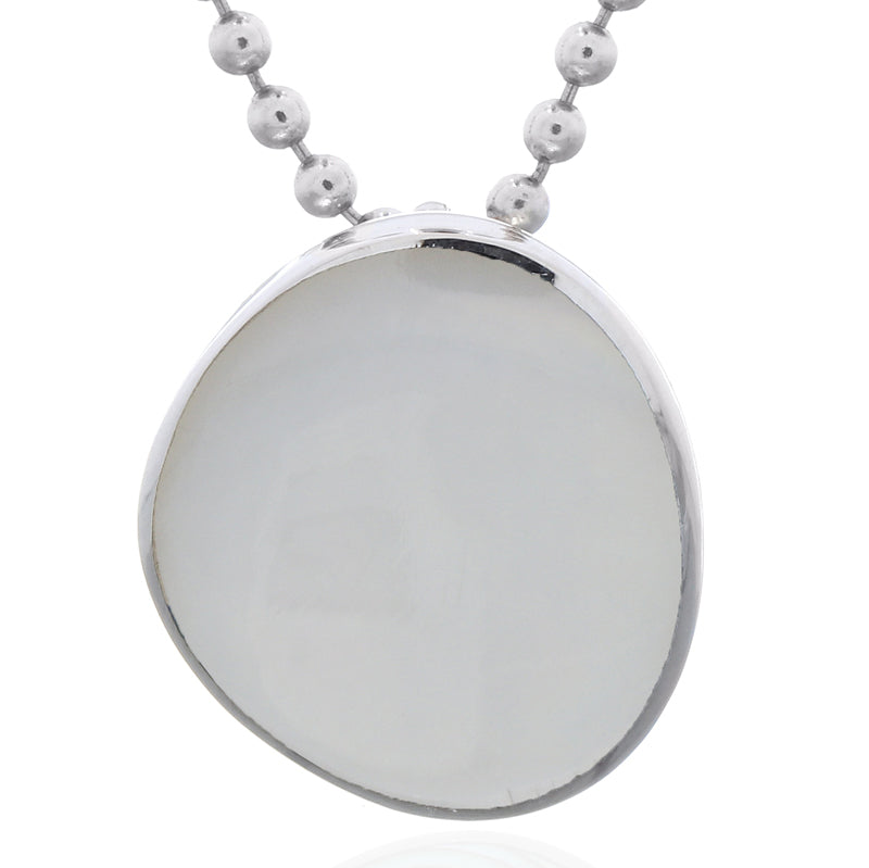 Pebble-Style Sterling Silver Pendant with Mother of Pearl