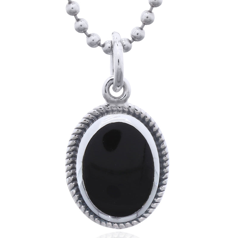 Elegant 925 Sterling Silver Black Oval Pendant – Bold Elegance