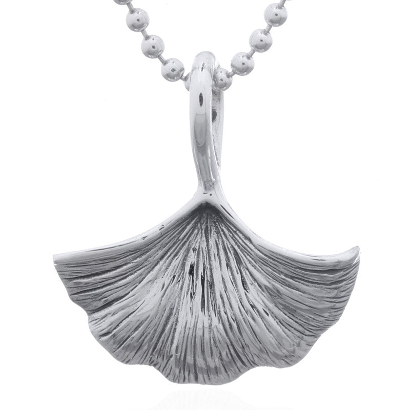 Sterling Silver Ginkgo Leaf Pendant – Symbol of Longevity