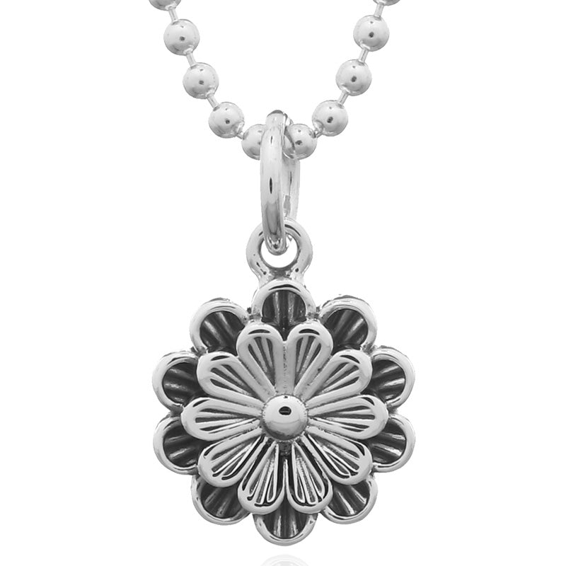 Carved Flower Sterling Silver Pendant – Timeless Bloom