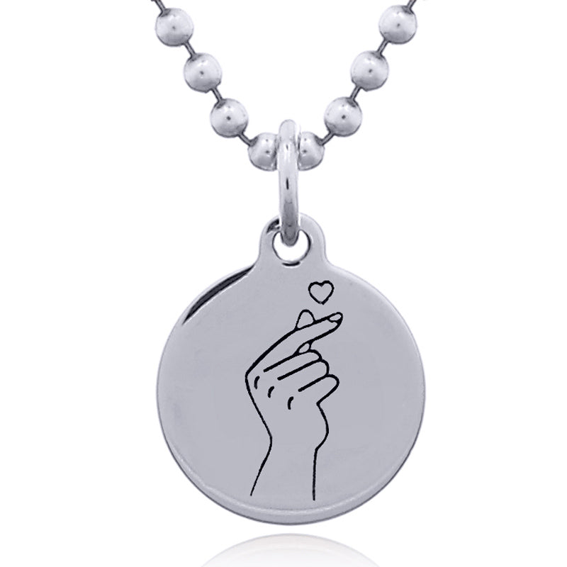 Korean Inspired Finger Heart 925 Silver Pendant – Trendy Love