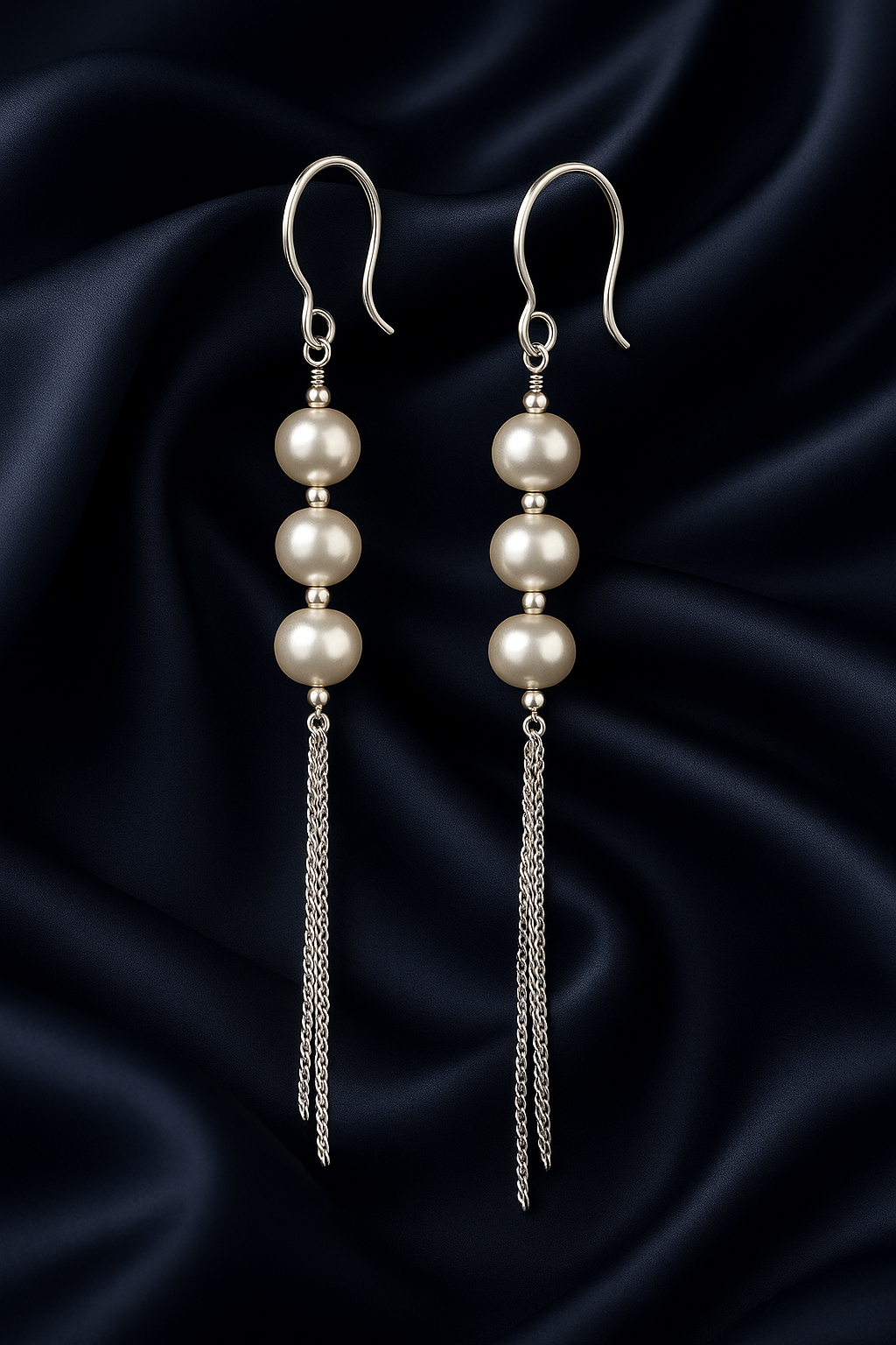 Freshwater Pearls and Fine Chain Tassels 925 Silver Earrings