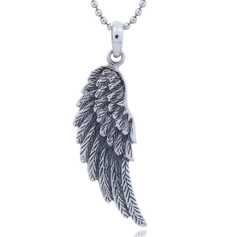 Angel Feather Wing Silver Pendant – Symbol of Protection