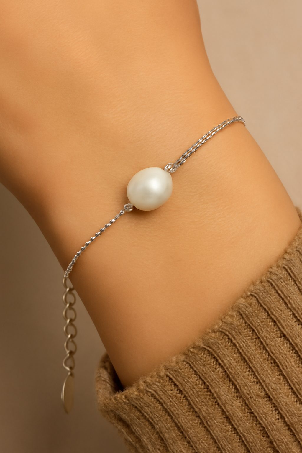 925 Sterling Silver Minimalist Fresh Water Pearl Bracelet