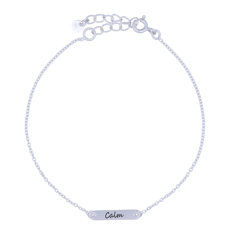 CALM’ Bar in 925 Silver Rolo Bracelet – Mindful Style
