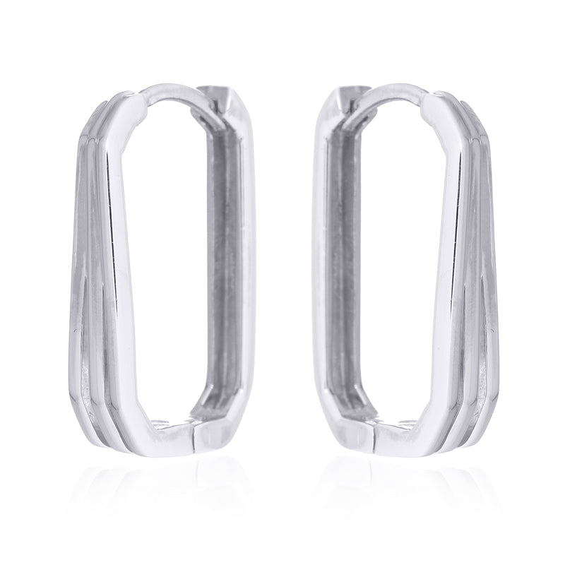 Modern Octagon Sterling Silver Hinged Hoops – Geometric Chic