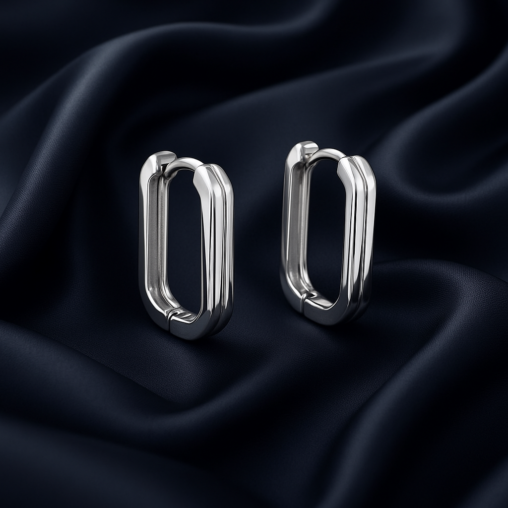 Modern Octagon Sterling Silver Hinged Hoops – Geometric Chic