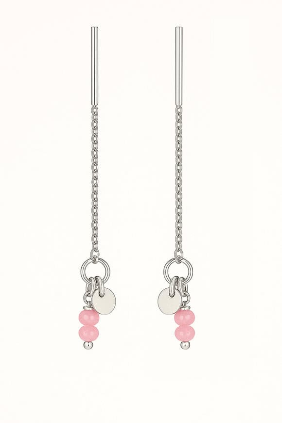 Tourmaline Bead Pair with Tag Silver Threader Earrings