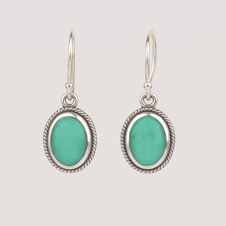 Bold Sterling Silver Green Stone Dangle Earrings