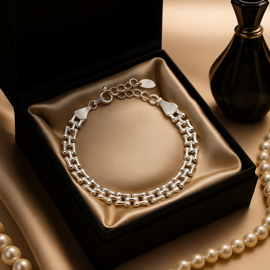 Sterling Silver Fancy Link Chain Bracelet – Modern Classic