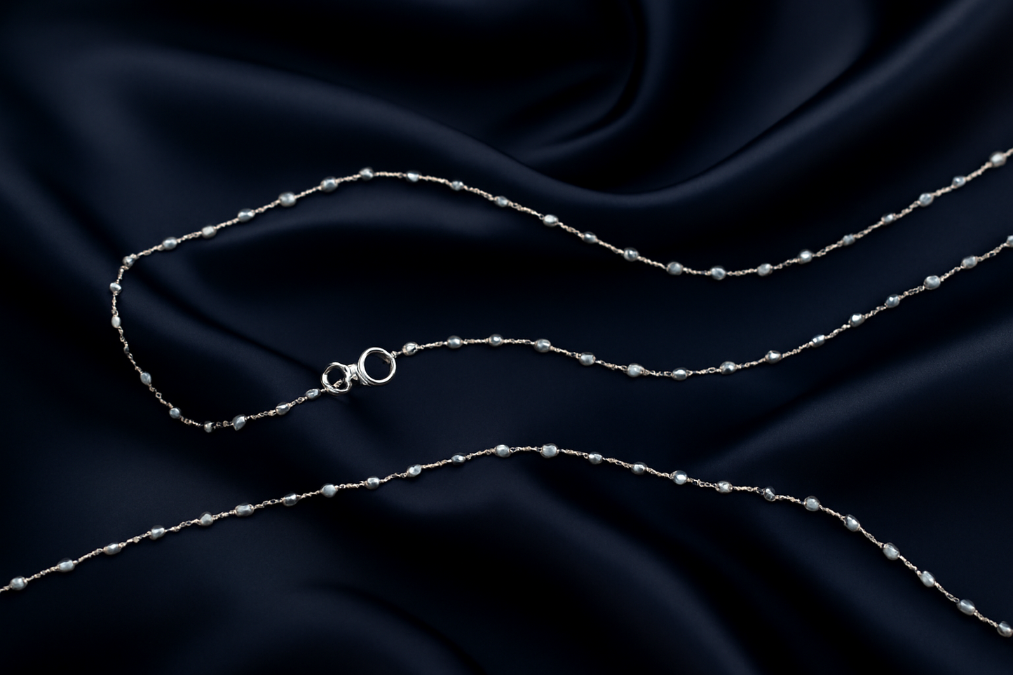 Beaded Faceted Sterling 45 CM Silver Chain