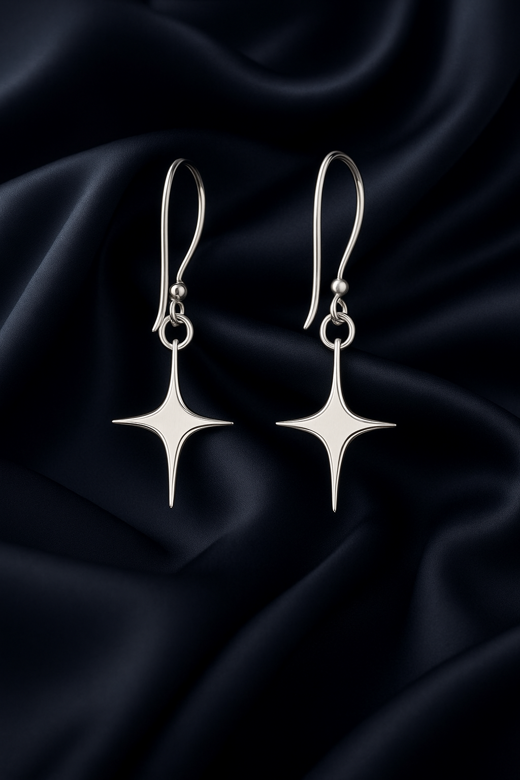 Asymmetric Star Sterling Silver Dangle Earrings