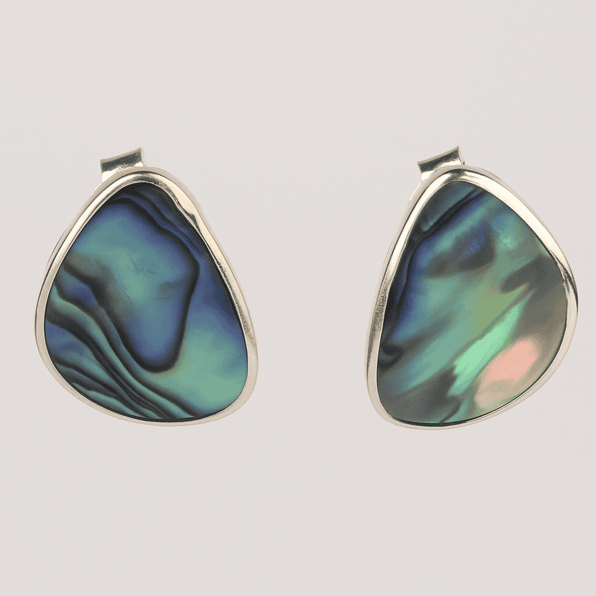 Ocean’s Radiance 925 Silver Abalone Shell Stud Earrings