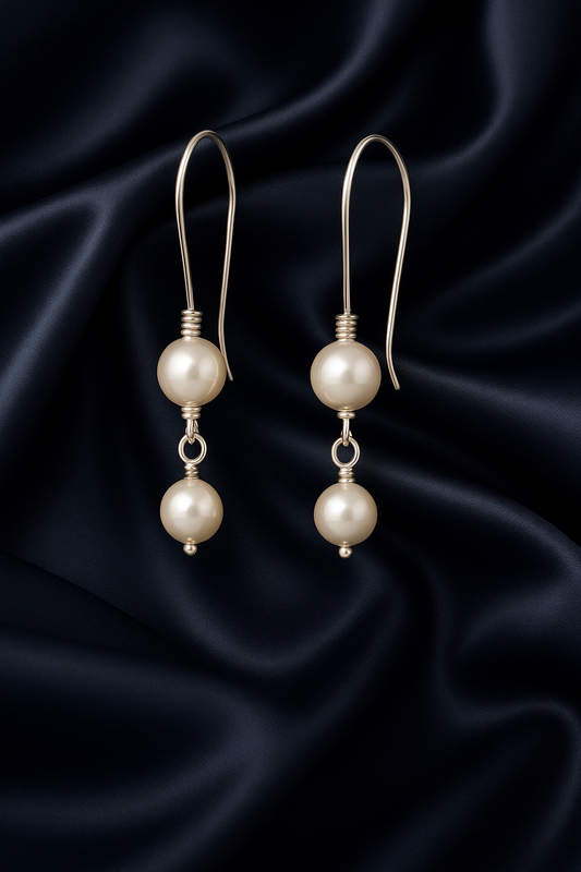 Duo Freshwater Pearl 925 Silver Drop Earrings