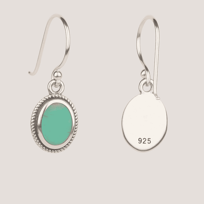 Bold Sterling Silver Green Stone Dangle Earrings