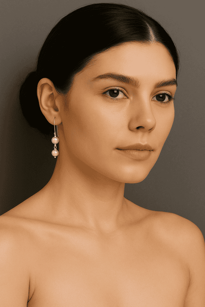 Duo Freshwater Pearl 925 Silver Drop Earrings