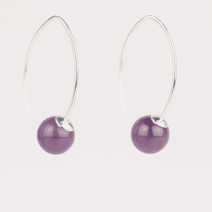 Amethyst Stone Silver Curved Drop Earrings