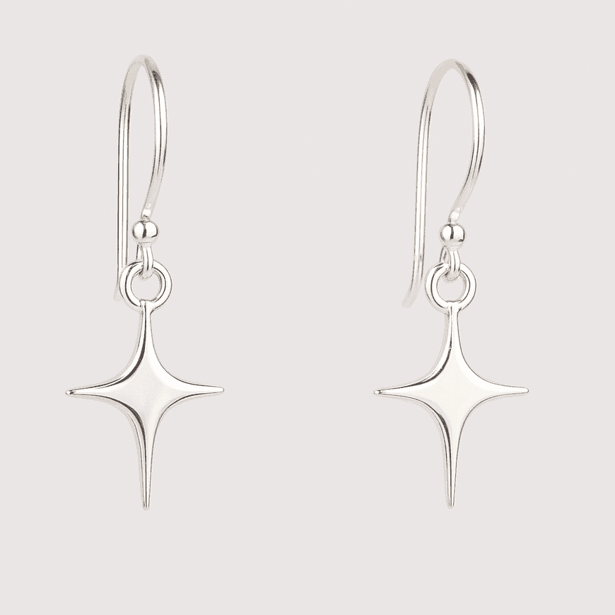Asymmetric Star Sterling Silver Dangle Earrings