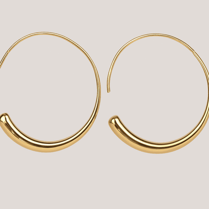 Classic Sterling Silver Curved Upwards Drop Gold Plated Earrings