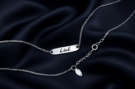 Silver Chain Necklace with “Luck” Disc Plate – Positive Vibes