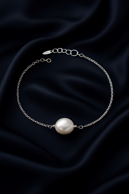 925 Sterling Silver Minimalist Fresh Water Pearl Bracelet