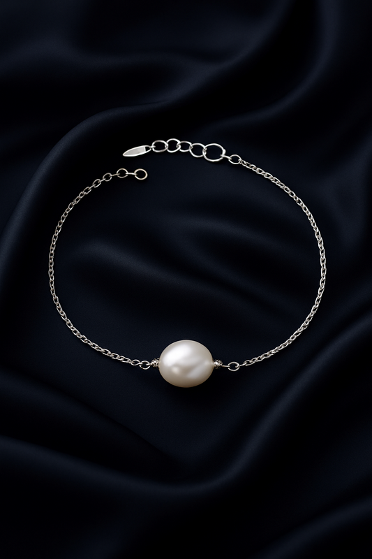 925 Sterling Silver Minimalist Fresh Water Pearl Bracelet
