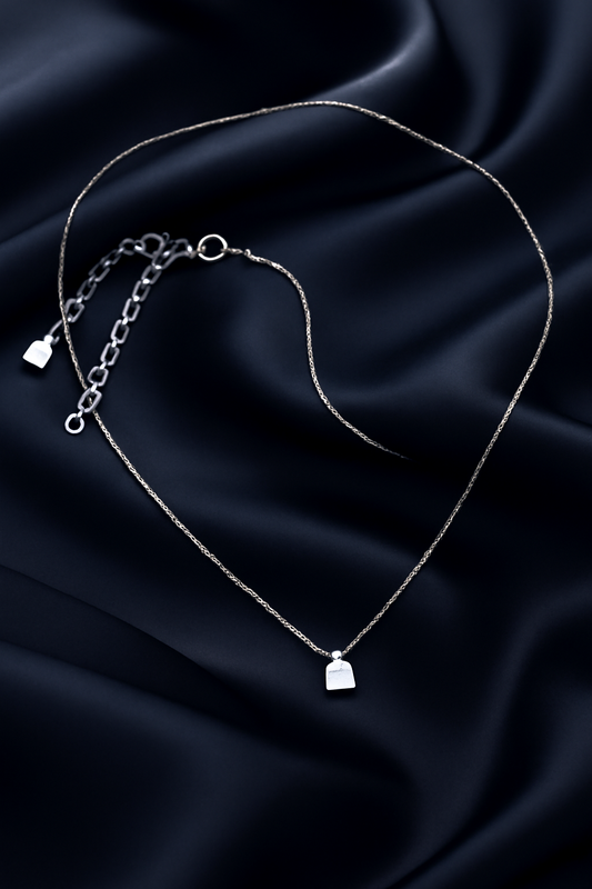 Teeny Tiny Sterling Silver Cube Pendant Chain Necklace