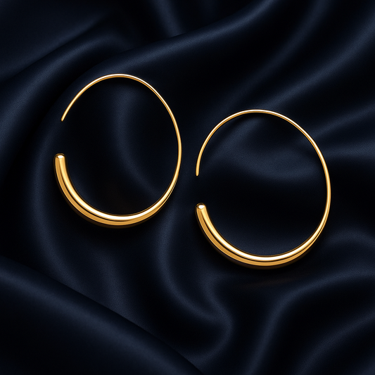 Classic Sterling Silver Curved Upwards Drop Gold Plated Earrings