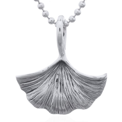 Sterling Silver Ginkgo Leaf Pendant – Symbol of Longevity