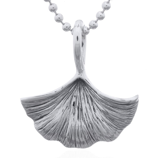 Sterling Silver Ginkgo Leaf Pendant – Symbol of Longevity
