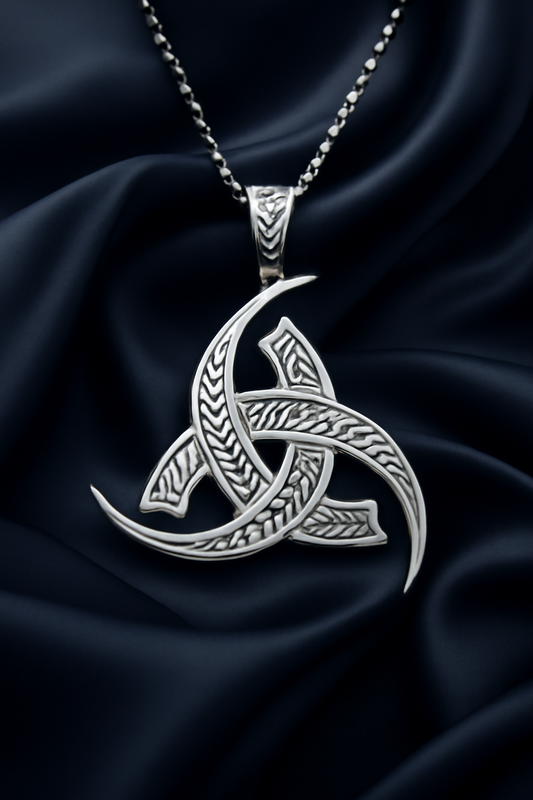 Triple Horn of Odin Sterling Silver Pendant – Viking Symbol