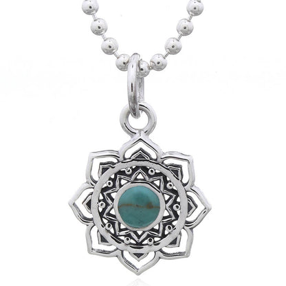 Sterling Silver Green Stone Mandala Pendant – Boho Luxe