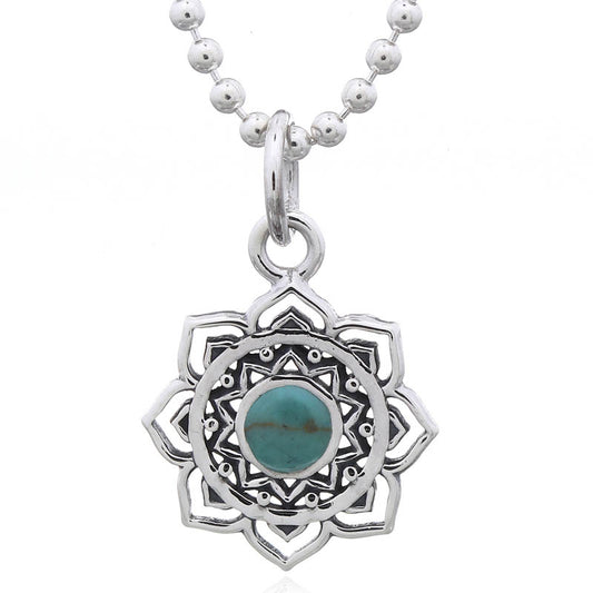 Sterling Silver Green Stone Mandala Pendant – Boho Luxe