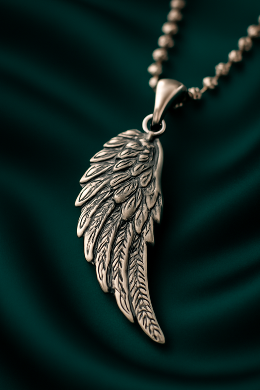 Angel Feather Wing Silver Pendant – Symbol of Protection