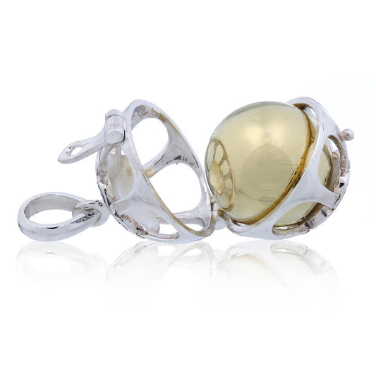Floral Opened Sphere Harmony Ball Silver Pendant – Soothing Chime