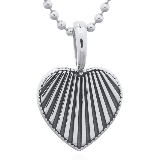 Vertical Heart Engraved 925 Silver Pendant – Personal Touch