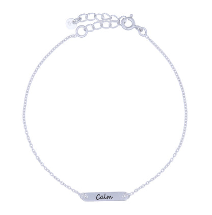 CALM’ Bar in 925 Silver Rolo Bracelet – Mindful Style