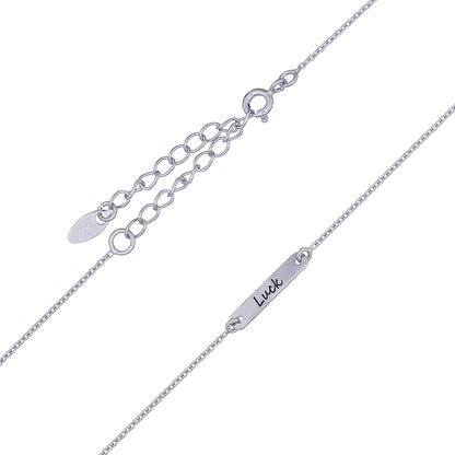 Silver Chain Necklace with “Luck” Disc Plate – Positive Vibes
