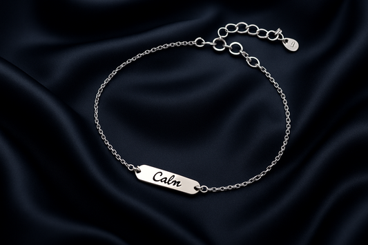 CALM’ Bar in 925 Silver Rolo Bracelet – Mindful Style