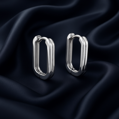 Modern Octagon Sterling Silver Hinged Hoops – Geometric Chic