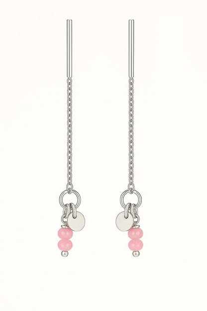 Tourmaline Bead Pair with Tag Silver Threader Earrings